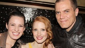 Grace stars (and real-life partners) Kate Arrington and Michael Shannon congratulate Chastain—she and Shannon played husband and wife in Take Shelter.