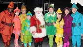 The full company of Elf comes together to celebrate the show's Broadway return. From left: Michael Mandell, Valerie Wright, Adam Heller, Mitchell Sink, Wayne Knight, Jordan Gelber, Leslie Kritzer, Beth Leavel and Marc Jacoby. 