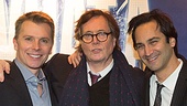 The creators of Flashdance go in for a hug on the new musical's big night. From left to right: Robert Cary (book and lyrics), Tom Hedley (book) and Robbie Roth (music & lyrics).