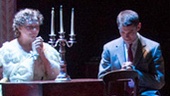 Zachary Quinto as Tom, Cherry Jones as Amanda, Brian J. Smith as the Gentleman Caller and Celia Keenan-Bolger as Laura in Glass Menagerie.