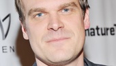 David Harbour is on hand to support his Virginia Woolf co-star Bill Irwin and David Shiner on opening night.