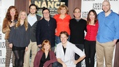 The company of Lincoln Center Theater’s The Nance gathers for a final photo. From left: Mylinda Hull, Jenni Barber, Jonny Orsini, Nathan Lane, Megan Sikora, Cady Huffman, Matthew Goodrich, Lewis J. Stadlen, Andrea Burns and Geoffrey Allen Murphy.