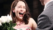 Here’s Holly! Emilia Clarke has a priceless reaction to her opening night bouquet from her leading man.