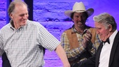 Hardbody star Keith Carradine leads the real JD Drew out on stage as Scott Wakefield looks on.