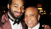 In full Berry Gordy costume, Brandon Victor Dixon pals around with the real Gordy, who wrote the book for Motown: The Musical.