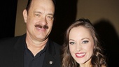 Lucky Guy headliner Tom Hanks snaps a photo with Cinderella herself, two-time nominee Laura Osnes.