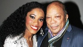 Leading lady Valisia LeKae (who plays Diana Ross) shares an intimate moment backstage with Quincy Jones.