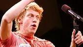 Photo Op - Starbucks Contest Winners at Spelling Bee - Barrett Foa (microphone)