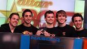 Photo Op - Altar Boyz bless the NASDAQ - Landon Beard - Zach Hanna - Eric Schneider - Carlos Encinais - Kyle Dean Massey (at podium)