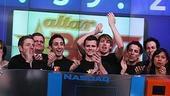 Photo Op - Altar Boyz bless the NASDAQ - Landon Beard - Zach Hanna - Eric Schneider - Carlos Encinais - Kyle Dean Massey (rang bell)