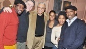 All together now: Daniel Beaty, Boyd Gaines, James Earl Jones, Nicole Lewis, Angela Bassett and Courtney B. Vance scoot together for a group shot at Driving Miss Daisy. 