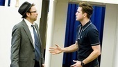 Onstage rivals Aaron Tveit and Norbert Leo Butz come face to face as Frank Abagnale Jr. and Carl Hanratty.