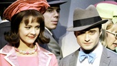 Rose Hemingway as Rosemary Pilkington and Daniel Radcliffe as J. Pierrepont Finch in How to Succeed in Business Without Really Trying.