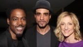 Motherf**ker co-stars Chris Rock and Bobby Cannavale greet The House of Blue Leaves star Edie Falco at the 77th Drama League Awards. 