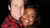The Submission's Jonathan Groff pulls his bestie, Patina Miller of Sister Act, in for a hug.