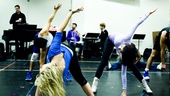 Stretching is a must for the Lysistrata Jones cast, who are not only required to sing and dance, but also have to show off plenty of basketball and cheerleading moves during the show.