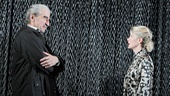 Sam Waterston as King Lear, Kelli O'Hara as Regan, Frank Wood as Duke of Cornwall and Michael McKean as Earl of Gloucester in King Lear.