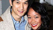 Harry Shum Jr. happily poses cheek to cheek with his Broadway date, girlfriend Shelby Rabara. 