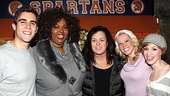 Rosie O’Donnell puts her game face on to pose with Lysistrata Jones stars Josh Segarra, Liz Mikel, Patti Murin and Lindsay Nicole Chambers.