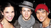 Lindsay Mendez and Telly Leung share a snapshot with Nick Jonas. 