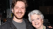 Angela Lansbury congratulates Godspell director Daniel Goldstein. 