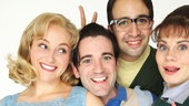 Betsy Wolfe as Beth Shepard, Colin Donnell as Franklin Shepard, Lin-Manuel Miranda as Charley Kringus and Celia Keenan-Bolger as Mary Flynn in Merrily We Roll Along.