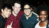 Nick Blaemire is thankful to have the support of his Godspell co-stars, Telly Leung, George Salazar and Uzo Aduba, on his big night!