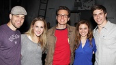 Backstage, Groff is surrounded by Carrie cast members Ben Thompson, Jeanna de Waal, Christy Altomare and Derek Klena.