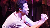 Corbin thanks the "Beautiful City" of New York at Godspell's curtain call. 