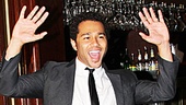 Looking dapper, Corbin Bleu arrives to Tony's di Napoli Restaurant to celebrate!