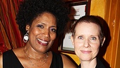 Love, Loss alum Nancy Giles and Tony winner and current nominee Cynthia Nixon share a laugh after the reading.