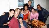 Group shot! Steven Pasquale, Idina Menzel and Taye Diggs congratulate Clybourne stars Frank Wood, Christina Kirk, Annie Parisse, Crystal A. Dickinson, Brendan Griffin, Tony nominee Jeremy Shamos and Damon Gupton. 