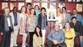 Kelli O’Hara is overjoyed to have her Nice Work pals by her side! From left: Estelle Parsons, Stanley Wayne Mathis, Kaitlyn Davidson, Joey Sorge, Jennifer Smith, Kristen Beth Williams, Cameron Adams, Judy Kaye, Chris Sullivan, Matthew Broderick, Stephanie Martignetti, Michael McGrath and book writer Joe DiPietro.