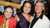 Frequent first-nighter Tovah Feldshuh congratulates Jenn Harris and David Garrison on their re-opening.