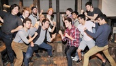 Ready to rumble! The PigPen Theatre Company (left) take on Corey Cott and the Newsies. 