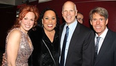 The musical’s leading ladies Carolee Carmello and Roz Ryan grab a photo with Tony-winning lyricist David Zippel and his partner, set designer Michael Johnston.