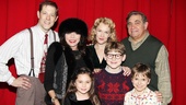 Joan Collins and Eva get a warm family greeting from A Christmas Story’s Parker clan: John Bolton, Erin Dilly, Johnny Rabe, Dan Lauria and Zac Ballard.