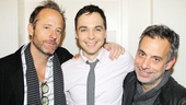 Tony winner John Benjamin Hickey and Jim Parsons congratulate Joe Mantello, their co-star in The Normal Heart and director of The Other Place.   