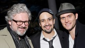 Lin-Manuel Miranda lands between his former Do No Harm co-star Steven Pasquale (r.) and John Ellison Conlee, whose wives, Laura Benanti and Celia Keenan-Bolger, happen to be best friends!
