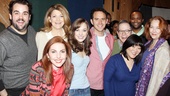 Cinderella stars arrive at MSR studios to record the Rodgers and Hammerstein musical’s original Broadway cast album. From left: Greg Hildreth, Victoria Clark, Marla Mindelle, Laura Osnes, Santino Fontana, Peter Bartlett, Phumzile Sojola, Ann Harada and Harriet Harris.