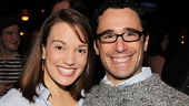 Newsies leading lady Kara Lindsay and the show's Tony-winning choreographer Christopher Gattelli flash big smiles.