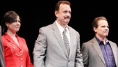 Maura Tierney, Tom Hanks and Peter Scolari take their bows on the stage at the Broadhurst Theatre.