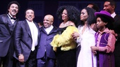Charl Brown stands beside the real Smokey Robinson, who takes in the moment with Berry Gordy, Diana Ross, Valisia LeKae, Raymond Luke Jr. and Charles Randolph-Wright.