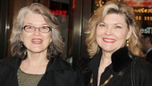Cass Morgan and Debra Monk, who co-wrote and co-starred in Pump Boys & Dinettes, look glam outside the theater.