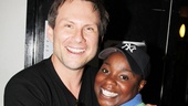 Christian Slater gives a squeeze to Avenue Q star Danielle K. Thomas (Gary Coleman). 