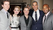 Members of the Kinky Boots family (stars Stark Sands and Annaleigh Ashford, associate choreographer Rusty Mowery and director Jerry Mitchell) grab a photo with Motown’s Brandon Victor Dixon.