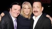 Winner Nathan Lane gets some hearty congratulations from Assembled Parties star Judith Light and Lucky Guy’s Tom Hanks.