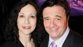 Bebe Neuwirth and Nathan Lane (with award in hand) have an Addams Family reunion at the 79th Annual Drama League Awards. Congrats, Nathan!