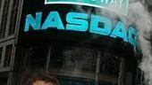 Photo Op - Lance Bass at NASDAQ - Lance Bass and sign
