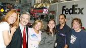 Photo Op - Mamma Mia! Fed Ex Event - Carolee Carmello - Joseph Perrone - Carey Anderson - Suzanne Elliott Armstrong - Manuel Cordova - Gina Ferrall 